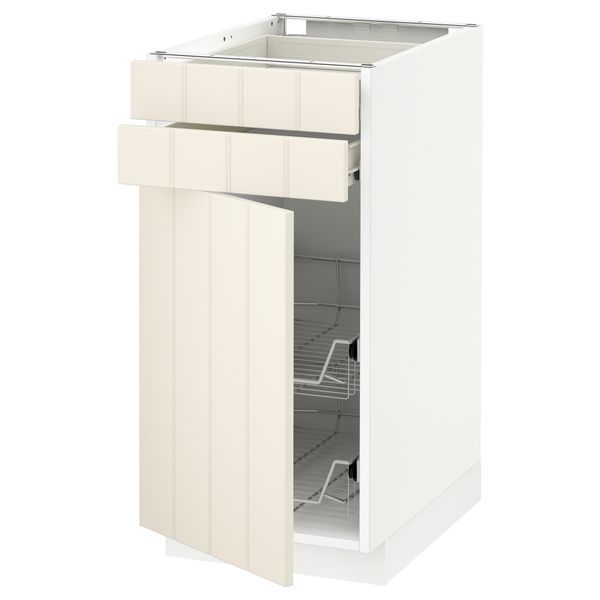 Напольный шкаф, дверца, 2 ящика, проволочных корзин МЕТОД / ФОРВАРА, белый, Хитарп белый с оттенком - схема-чертеж с размерами
