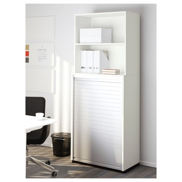 Комбинация для хранения с дверцей-шторой ГАЛАНТ, белый (80x200 см) - схема-чертеж с размерами