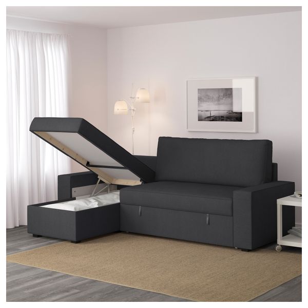 Диван-кровать с козеткой ВИЛАСУНД, Дансбу темно-серый - фото 3