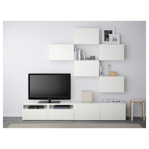 Шкаф для ТВ, комбинация, Лаппвикен белый 240x20/40x204 см IKEA BESTÅ БЕСТО 492.514.12 - фото 2