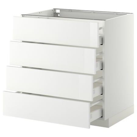 Напольный шкаф 4 фронтальных панели, 4 ящика МЕТОД / МАКСИМЕРА, белый, Рингульт белый