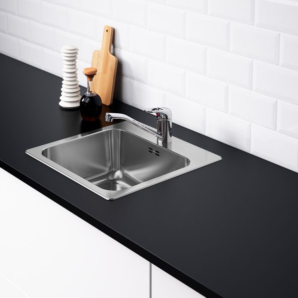 Одинарная врезная мойка, нержавеющая сталь 46x46 см IKEA LÅNGUDDEN ЛОНГУДДЕН 092.430.42 - фото 5