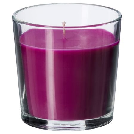 Ароматическая свеча в стакане СИНЛИГ, Цветение сиреневый, сиреневый (7.5 см)