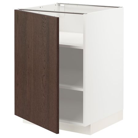 Напольный шкаф с полками, белый/Синарп коричневый 60x60 см IKEA METOD МЕТОД 994.042.38