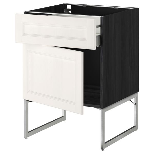 Напольный шкаф с ящиком, дверью МЕТОД / МАКСИМЕРА, черный, Лаксарби белый - схема-чертеж с размерами