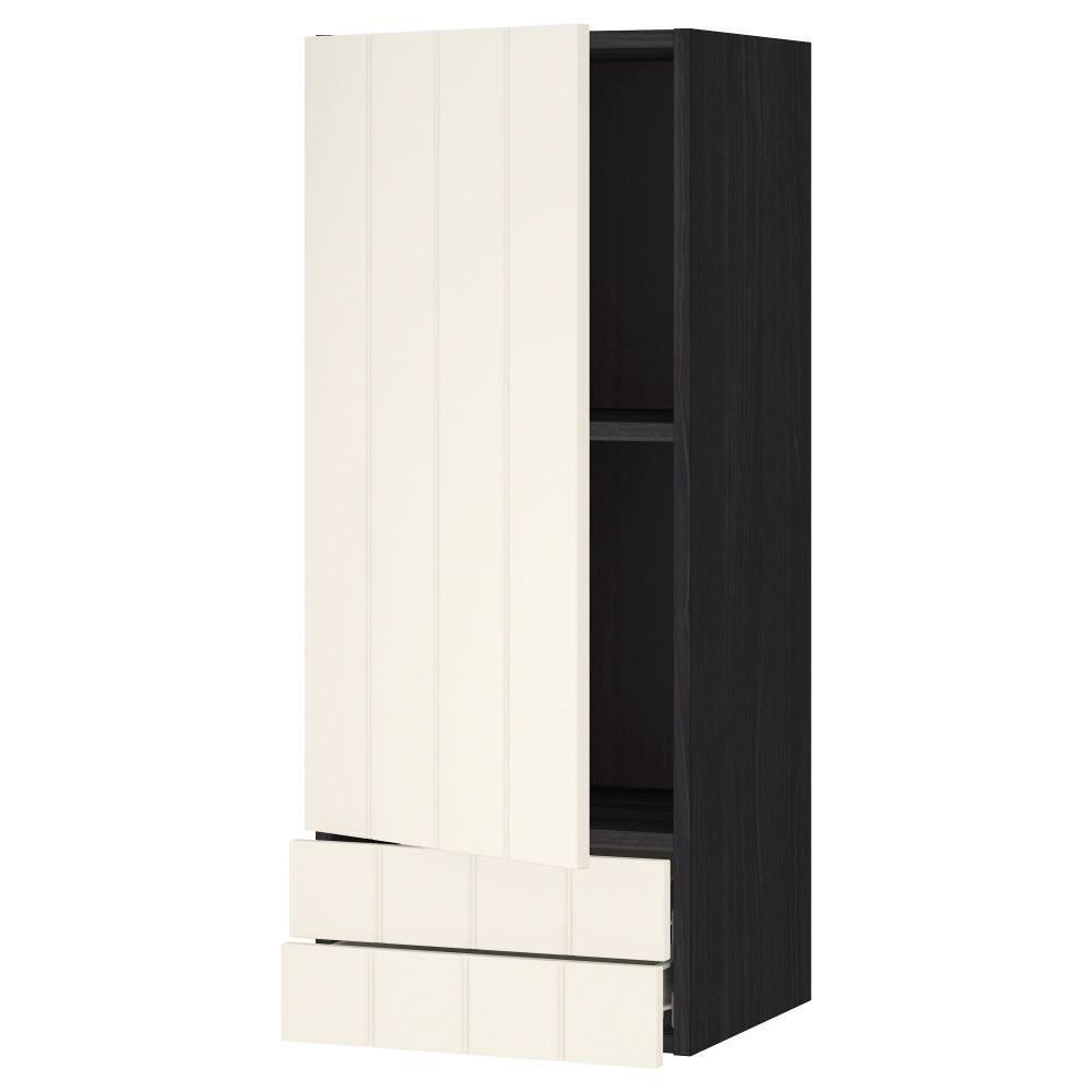 Навесной шкаф с дверцей, 2 ящика МЕТОД / ФОРВАРА, черный, Хитарп белый с оттенком - схема-чертеж с размерами