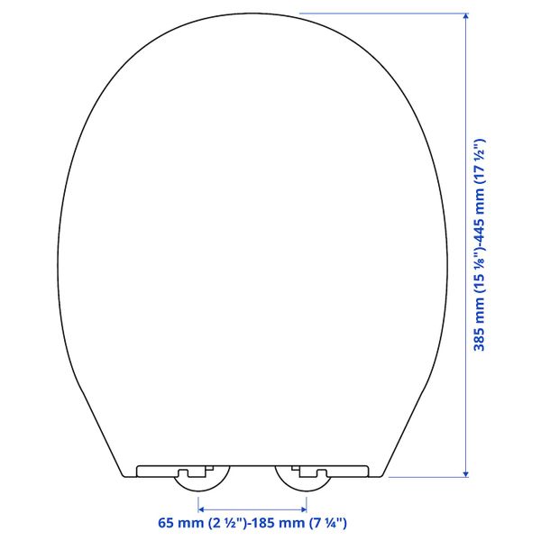Сиденье для унитаза, белый IKEA VALLOXEN ВАЛЛОКСЕН 404.156.15 - схема-чертеж с размерами