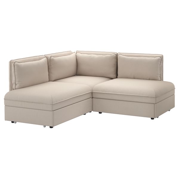 3-местный угловой диван-кровать ВАЛЛЕНТУНА, Оррста бежевый - фото 1