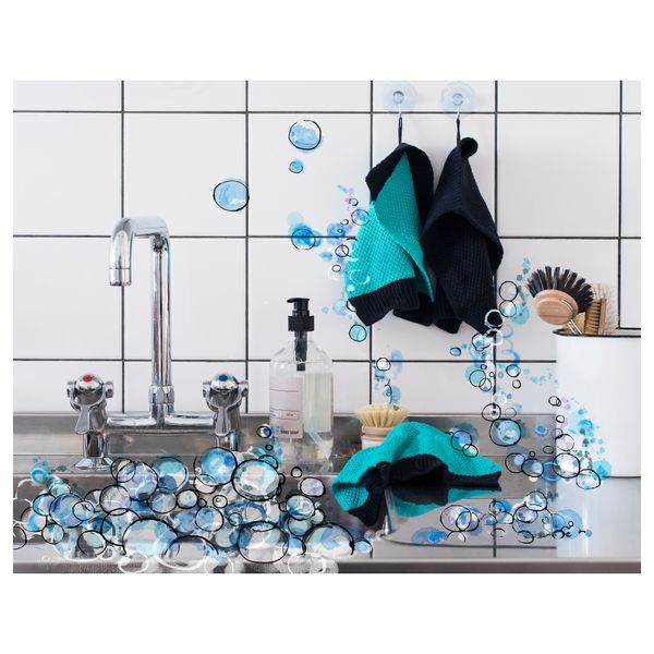 Тряпка кухонная АНВЭНДБАР, бирюзовый, черный (20x20 см) - схема-чертеж с размерами