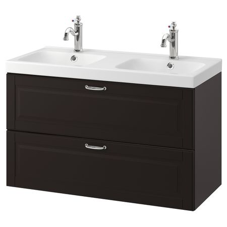 Шкаф для раковины с 2 ящ, Кашён темно-серый, ХАМНШЕР смеситель 103x49x64 см IKEA ГОДМОРГОН / ОДЕНСВИК 193.237.69