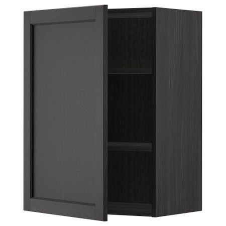 Навесной шкаф с полками, черный, Lerhyttan черная морилка, 60x80 см IKEA METOD МЕТОД 994.542.47
