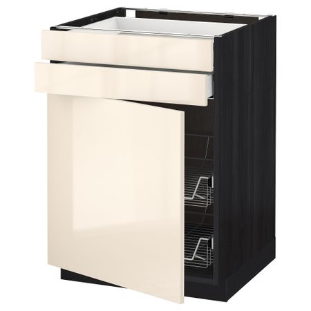 Напольный шкаф, дверца, 2 ящика, проволочных корзин МЕТОД / МАКСИМЕРА, черный, Рингульт кремовый