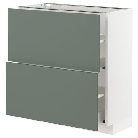 Напольный шкаф с 2 ящиками, белый/Бодарп серо-зеленый 80x37 см IKEA METOD МЕТОД / MAXIMERA МАКСИМЕРА 693.166.91