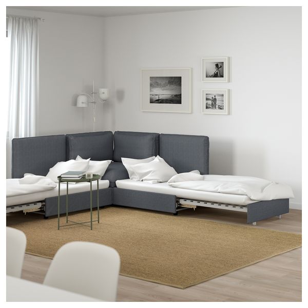 3-местный угловой диван-кровать ВАЛЛЕНТУНА, Хилларед темно-серый - фото 3