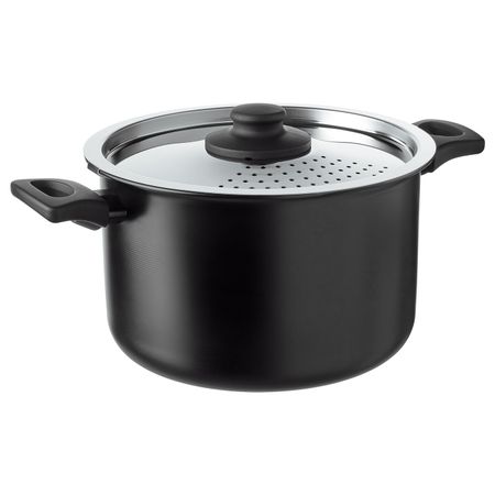 Кастрюля с крышкой, черный 5 л IKEA HEMLAGAD ХЕМЛАГАД 204.622.12