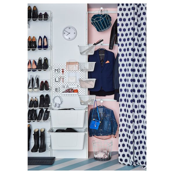 Настенная шина , модуль для/обуви, белый 66x21x199 см IKEA АЛЬГОТ 792.304.37 - схема-чертеж с размерами