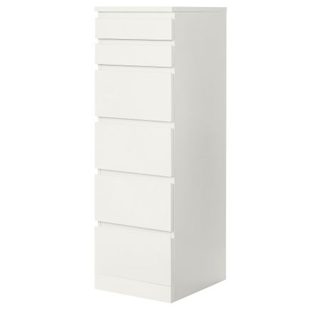 Комод с 6 ящиками, 40x123 см, белый, зеркальное стекло IKEA MALM МАЛЬМ 704.035.93