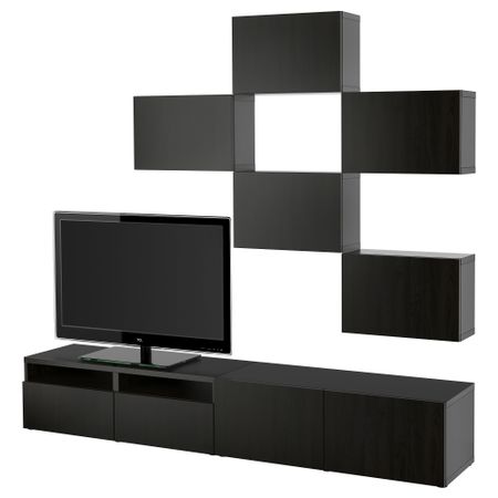 Шкаф для ТВ, комбинация БЕСТО, Лаппвикен черно-коричневый (240x20/40x204 см)