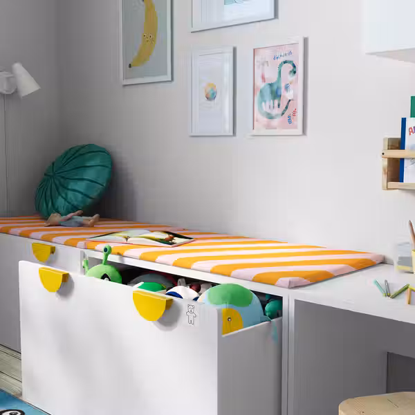 BÄNKKAMRAT БЭНККАМРАТ Подушка на скамью - розовый/желтый 90x50x3 см - фото 2