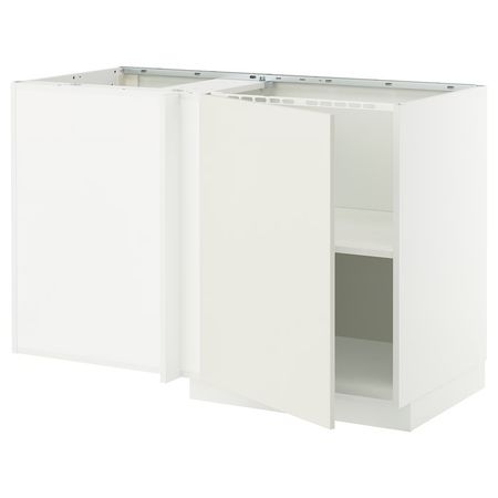 METOD Угловой напольный шкаф с полкой - белый/Veddinge белый 128x68 см