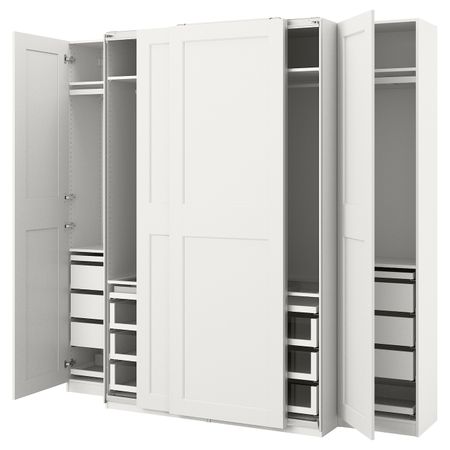 Гардероб, комбинация, белый 250x66x236 см IKEA PAX ПАКС / GRIMO ГРИМО 893.948.95