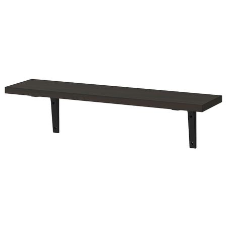 Полка навесная, коричнево-чёрный, черный 80x20 см IKEA БЕРГСХУЛЬТ / ЭКБИ СТЁДИС 392.906.40
