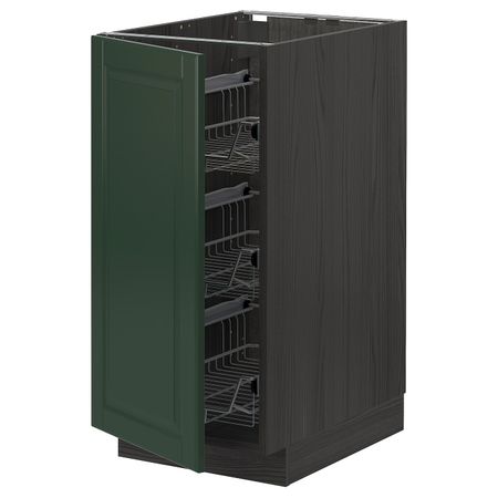 Напольный шкаф с проволочные ящиками, черный/Будбин темно-зеленый 40x60 см IKEA МЕТОД 293.129.54