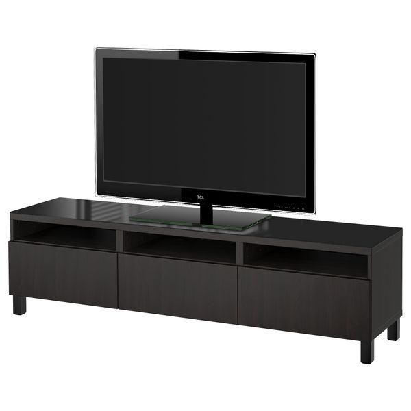 Тумба для ТВ с ящиками БЕСТО, Лаппвикен черно-коричневый (180x40x48 см) - фото 1