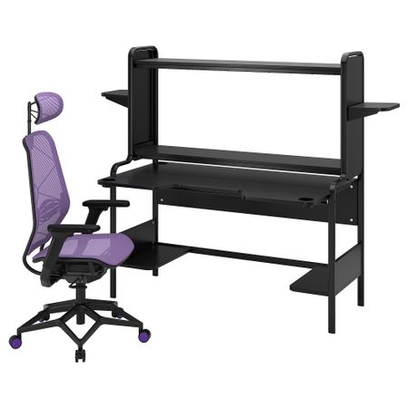 Геймерский стол и стул, черный, фиолетовый IKEA STYRSPEL, FREDDE ФРЕДДЕ 594.913.17