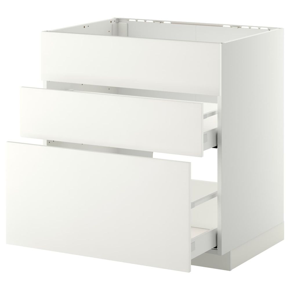 Напольный шкаф под мойку + 3 фронтальных панели/2ящ, белый/Хэггеби белый 80x60 см IKEA METOD МЕТОД / MAXIMERA МАКСИМЕРА - схема-чертеж с размерами