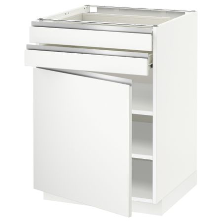 Напольный шкаф с дверцей, 2 ящиками МЕТОД / ФОРВАРА, белый, Нодста белый
