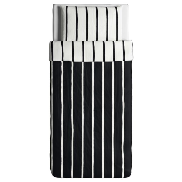 Пододеяльник и 1 наволочка ТУВБРЭККА, черный, белый (150x200/50x70 см) - схема-чертеж с размерами