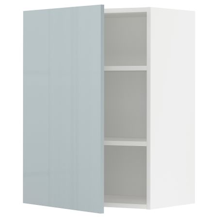 Навесной шкаф с полками, 60x80 см, белый, Kallarp серо-синий светлый IKEA METOD МЕТОД 494.794.48