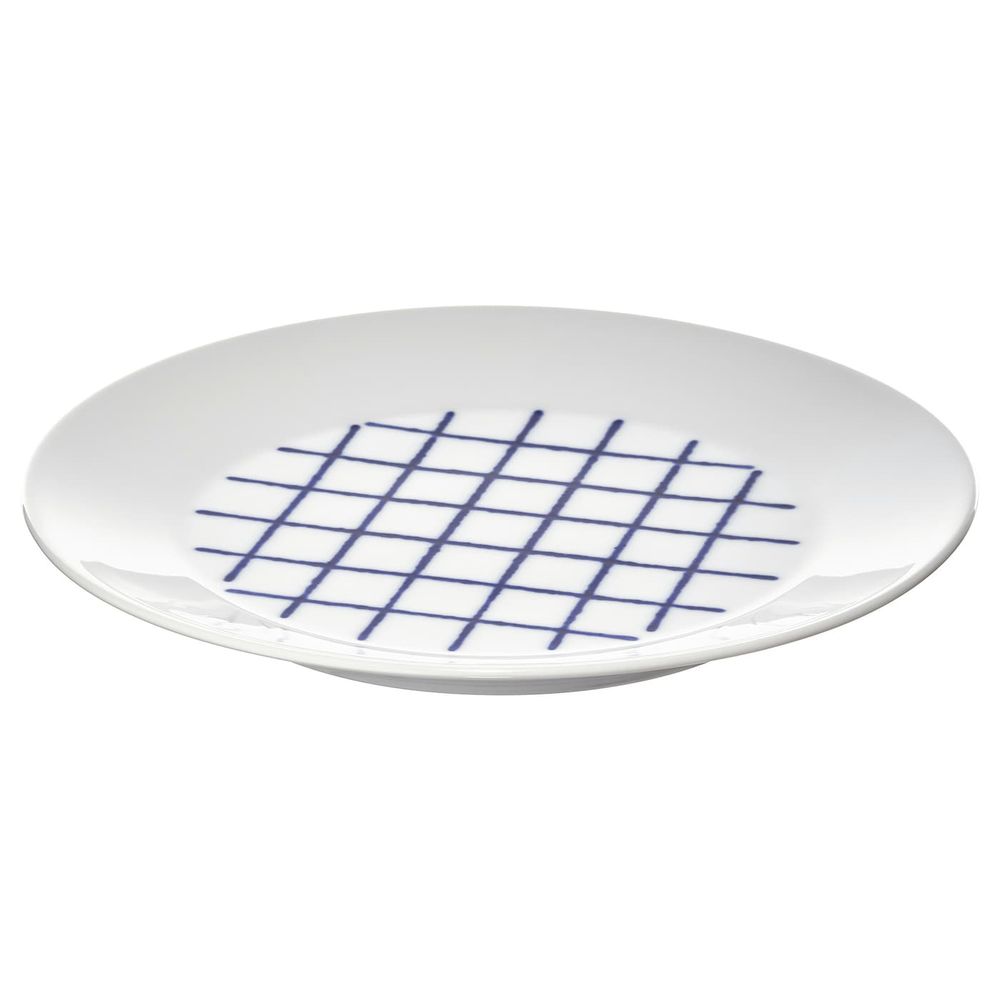 Тарелка, белый, синий 20 см IKEA SPORADISK СПОРАДИСК 004.334.14 - фото 1