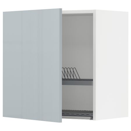 Навесной шкаф с сушилкой, 60x60 см, белый, Kallarp серо-синий светлый IKEA METOD МЕТОД 794.789.80