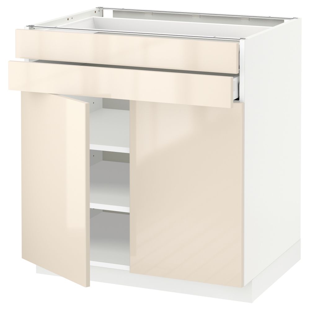 Напольный шкаф, 2 дверцы, 2 ящика МЕТОД / МАКСИМЕРА, белый, Рингульт кремовый - схема-чертеж с размерами