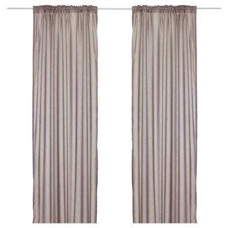 Гардины, 2 шт. ТОРХИЛЬД, светло-коричневый (145x300 см)