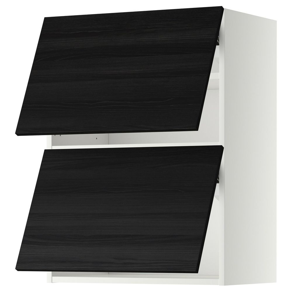 Навесной шкаф, 2 дверцы, горизонтал, белый, Тингсрид черный 60x80 см IKEA МЕТОД 392.244.38 - схема-чертеж с размерами