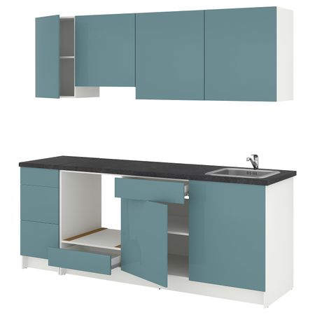 Кухня, глянцевый/синяя бирюза 220x61x220 см IKEA KNOXHULT КНОКСХУЛЬТ 794.243.79