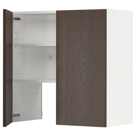 METOD Навесной шкаф д/вытяжки/полка/дверь - белый/Sinarp коричневый 80x80 см
