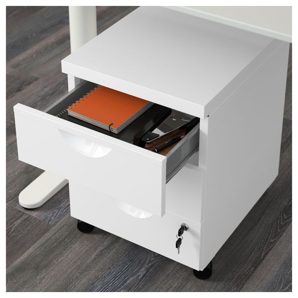 Тумба на колесиках с 3 ящиками ЭРИК, белый (41x57 см) - фото 3