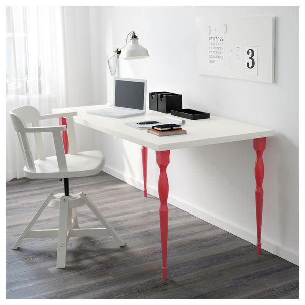 Стол ЛИННМОН / НИПЕН, белый, красный (150x75 см) - схема-чертеж с размерами