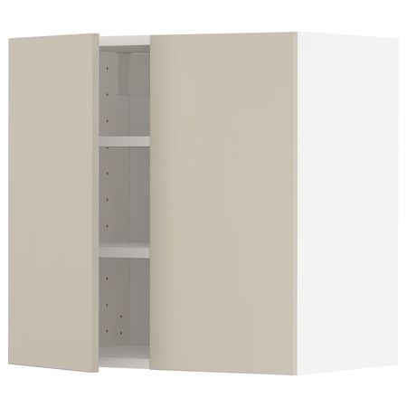 METOD Навесной шкаф с полками/2дверцы - белый/Havstorp бежевый 60x60 см