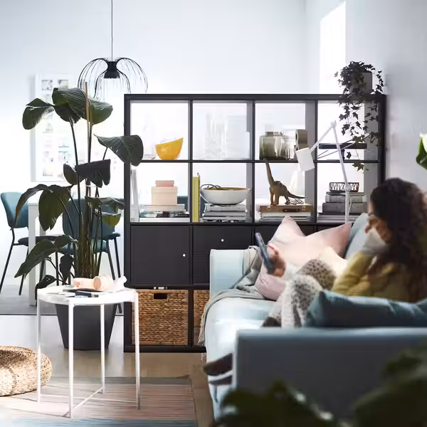 KALLAX Стеллаж с 4 вставками - черно-коричневый 147x147 см - фото 2