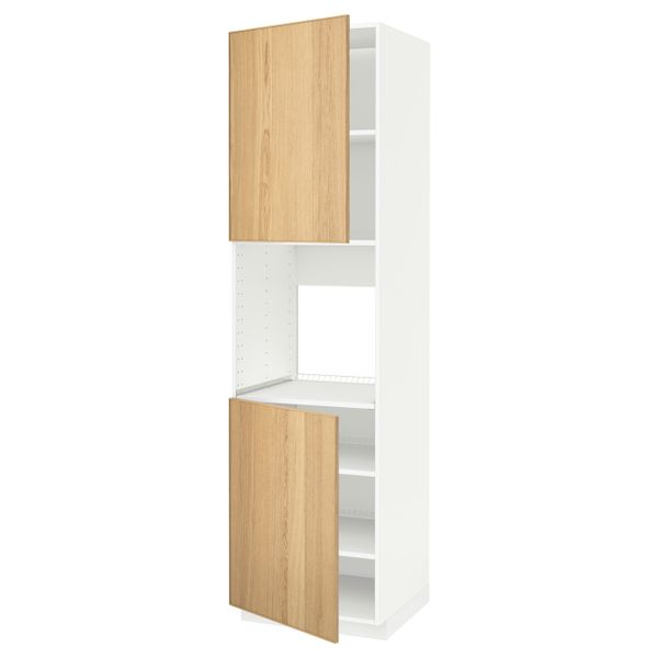 Высокий шкаф для/духовки, 2 дверцы, полки IKEA METOD МЕТОД 392.256.02 - схема-чертеж с размерами