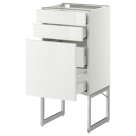 Напольный шкаф 3 фронтальных панели, 2 нижних, 2 средних ящика МЕТОД / МАКСИМЕРА, белый, Рингульт белый