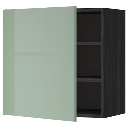 Шкаф навесной с полкой МЕТОД, черный, Калларп светло-зеленый