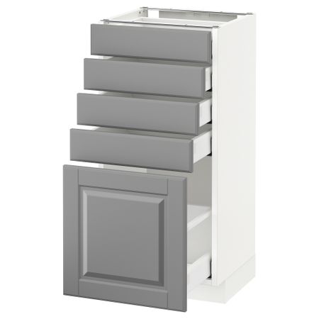 Напольный шкаф с 5 ящиками МЕТОД / МАКСИМЕРА, белый, Будбин серый