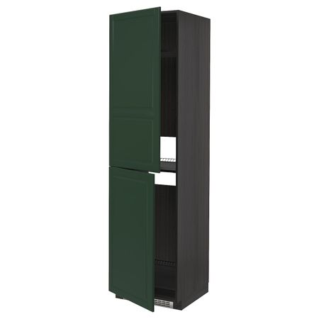 Высокий шкаф для холодильник/мороз, черный/Будбин темно-зеленый 60x60x220 см IKEA МЕТОД 093.133.46