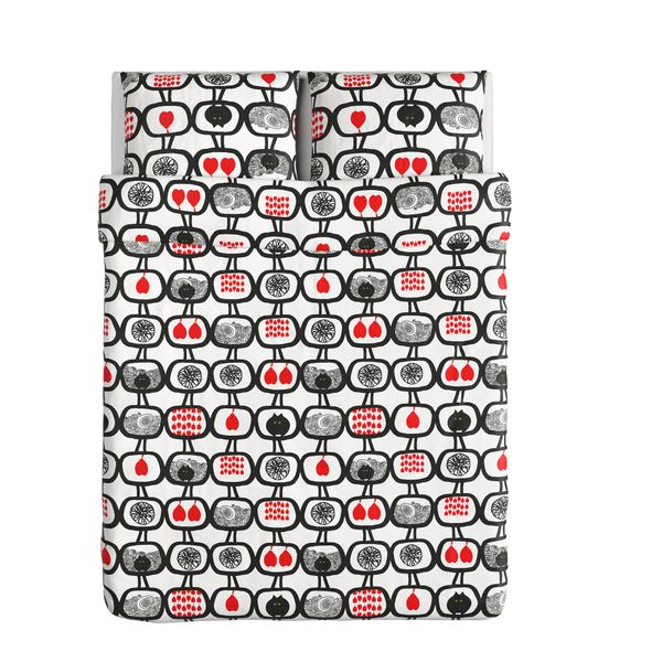 Пододеяльник и 2 наволочки ЭНГССКЭРА, черный/белый (200x200/50x70 см) - схема-чертеж с размерами